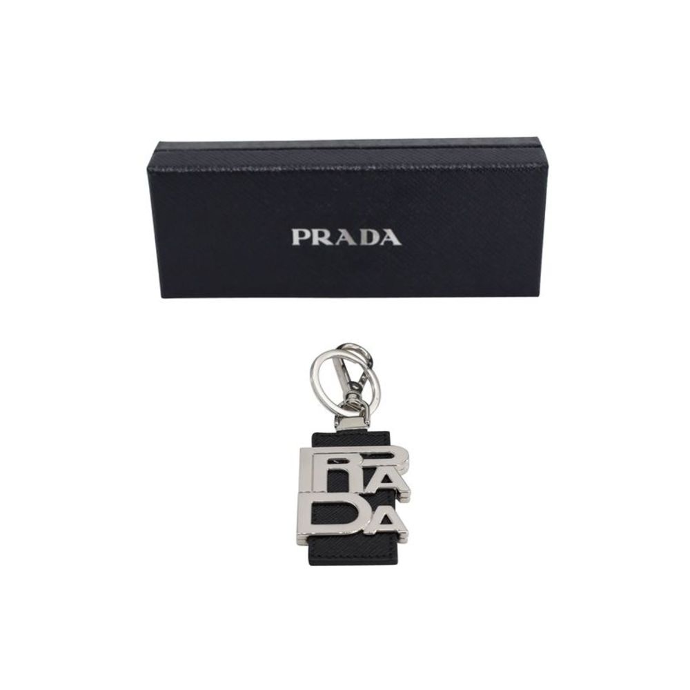 Prada Logo Keychain in Black Saffiano Leather - Picture 3 of 7